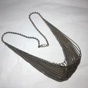 Sterling Fringe Chain Bib Necklace